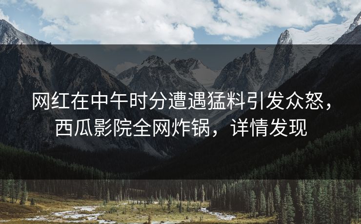 网红在中午时分遭遇猛料引发众怒,西瓜影院全网炸锅,详情发现 网红在中午时分遭遇猛料引发众怒,西瓜影院全网炸锅,详情发现