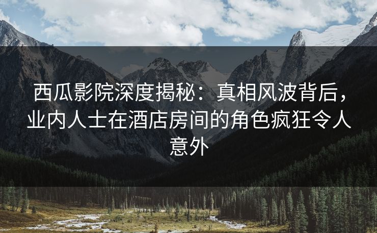 西瓜影院深度揭秘：真相风波背后，业内人士在酒店房间的角色疯狂令人意外
