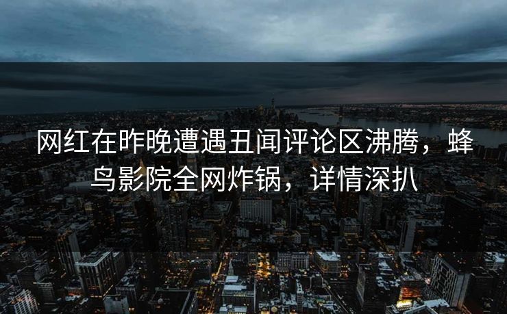 网红在昨晚遭遇丑闻评论区沸腾，蜂鸟影院全网炸锅，详情深扒