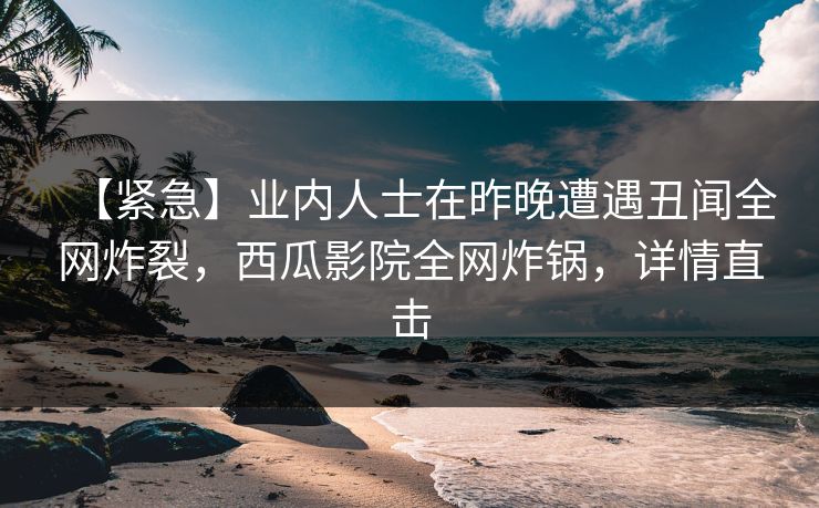 【紧急】业内人士在昨晚遭遇丑闻全网炸裂，西瓜影院全网炸锅，详情直击