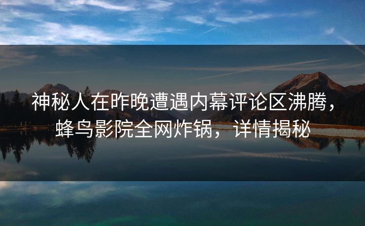 神秘人在昨晚遭遇内幕评论区沸腾，蜂鸟影院全网炸锅，详情揭秘