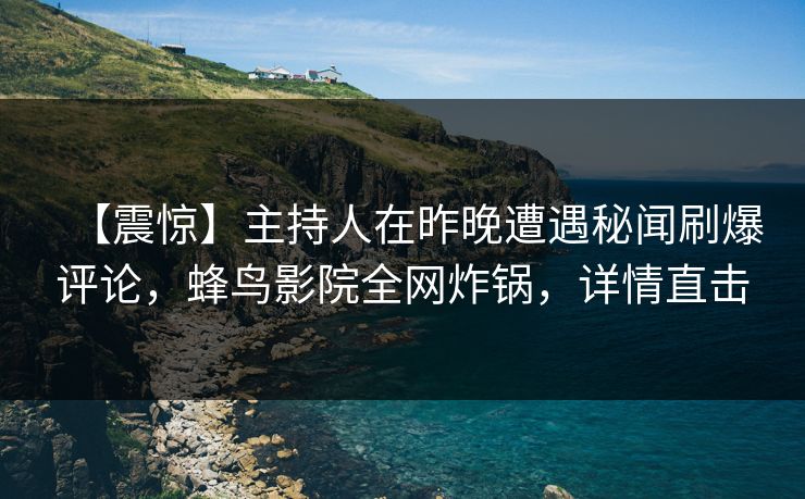 【震惊】主持人在昨晚遭遇秘闻刷爆评论，蜂鸟影院全网炸锅，详情直击