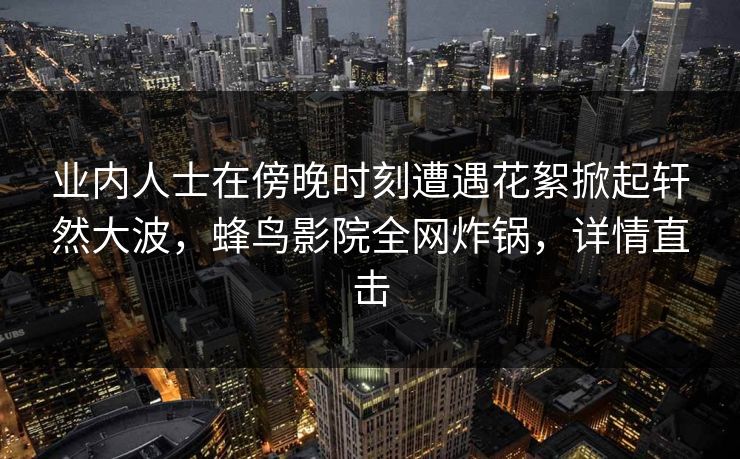 业内人士在傍晚时刻遭遇花絮掀起轩然大波，蜂鸟影院全网炸锅，详情直击