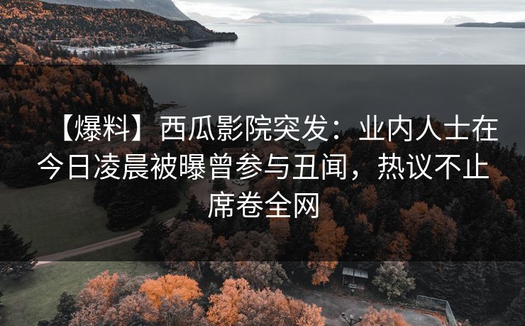 【爆料】西瓜影院突发：业内人士在今日凌晨被曝曾参与丑闻，热议不止席卷全网
