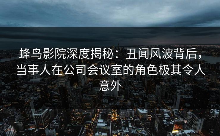 蜂鸟影院深度揭秘：丑闻风波背后，当事人在公司会议室的角色极其令人意外