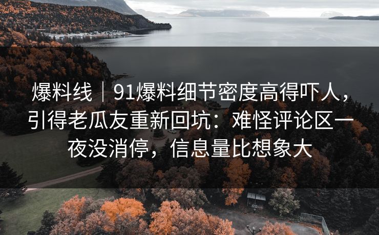 爆料线|91爆料细节密度高得吓人,引得老瓜友重新回坑:难怪评论区一夜没消停,信息量比想象大 爆料线|91爆料细节密度高得吓人,引得老瓜友重新回坑:难怪评论区一夜没消停,信息量比想象大